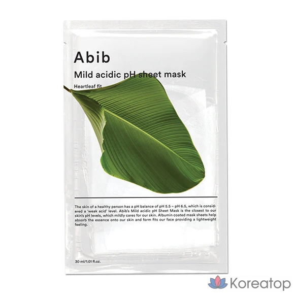 Тканевая маска для лица Abib Mild Acidic pH Sheet Mask Heartleaf Fit, 1 шт.