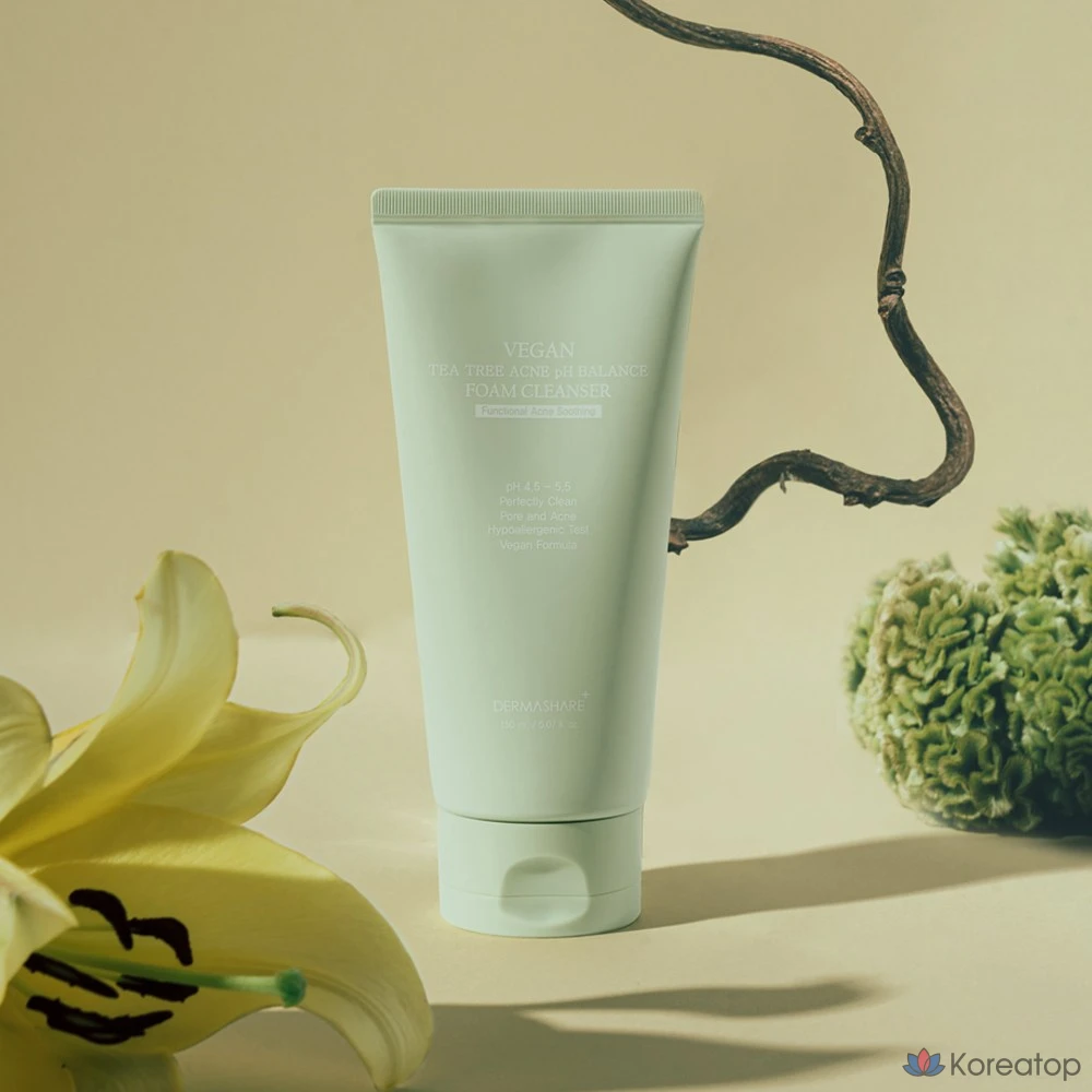 Пенка для умывания Dermashare Vegan Tea Tree Acne Functional Acne pH Balance Mildly Acidic Foam Cleanser, 150 мл, 1 шт.