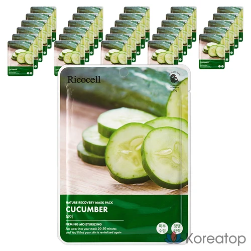 Тканевая маска для лица Ricocell Nature Recovery Mask Cucumber, 23 г, 180 шт.