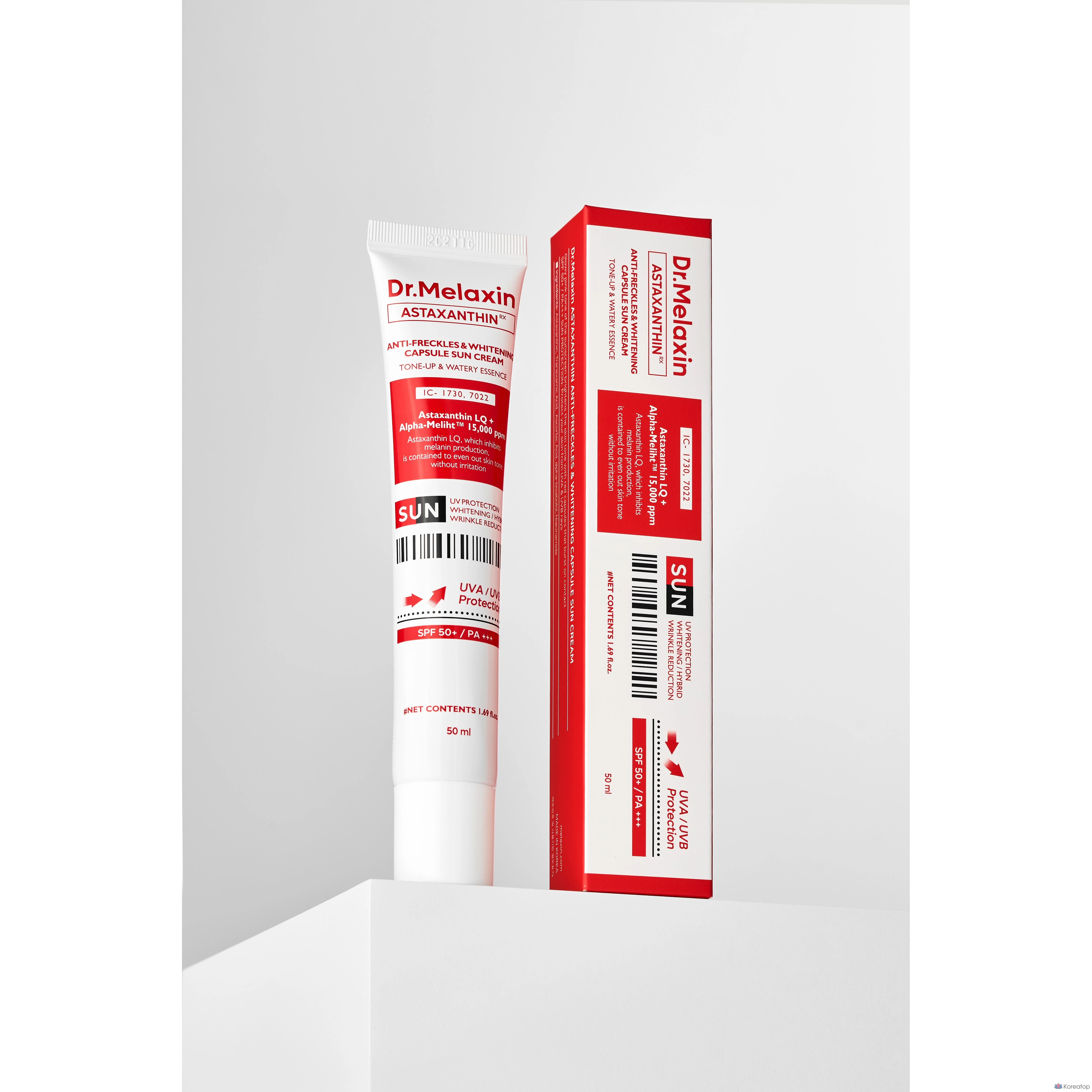 Солнцезащитный крем Dr. Melaxin Astaxanthin Blemish Whitening Capsule Sun Cream SPF50+ PA+++, 50 мл, 1 шт.