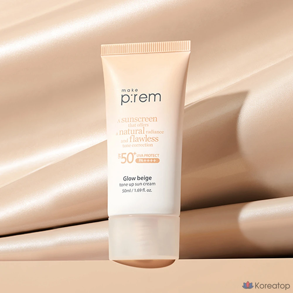 Солнцезащитный крем MAKE P:REM Glow Beige Tone-Up Sun Cream, 50 мл, 1 шт.