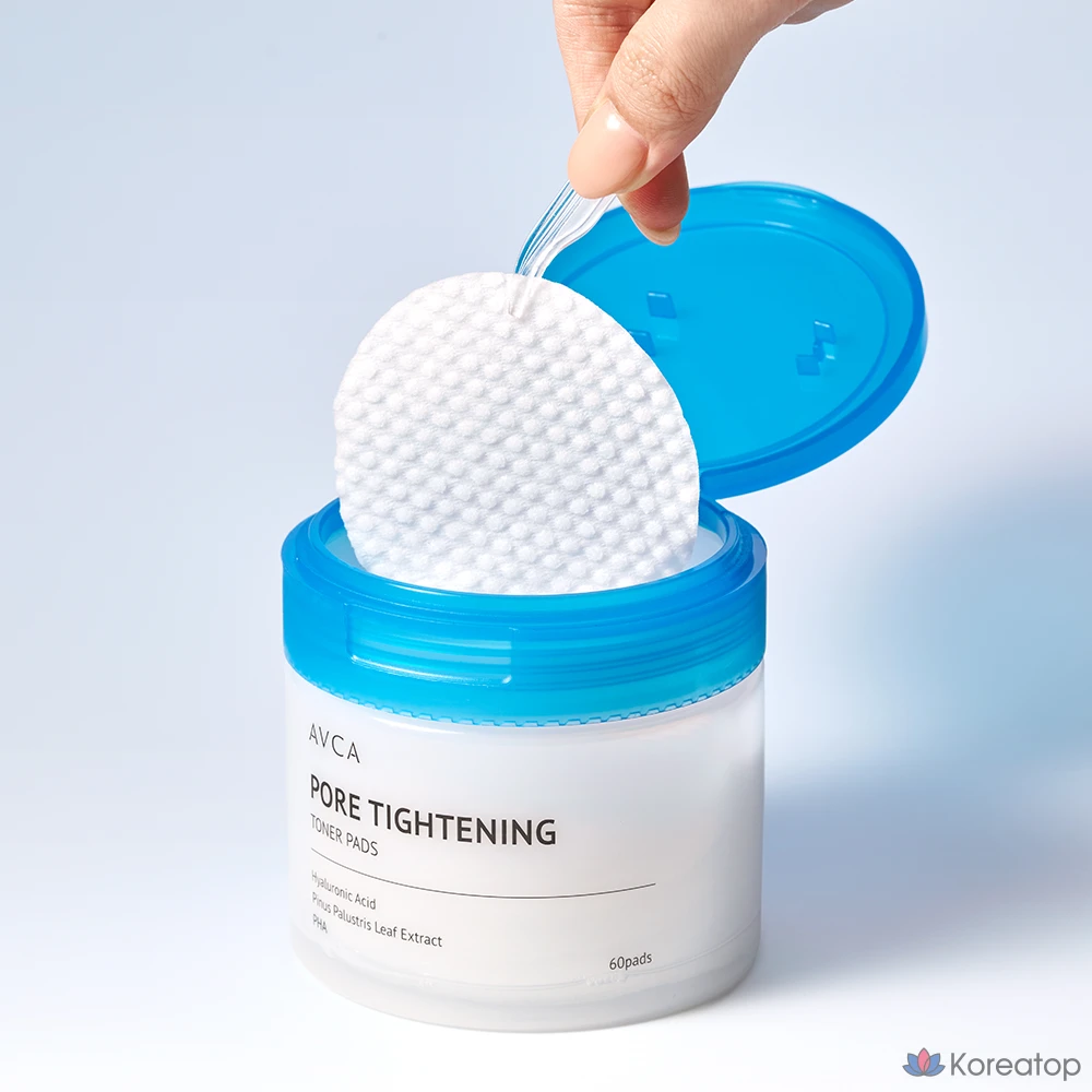 Тонер-пэды AVCA Pore Tightening Low Molecular Hyaluronic Acid Pore Toner Pad, 150 мл, 60 шт.