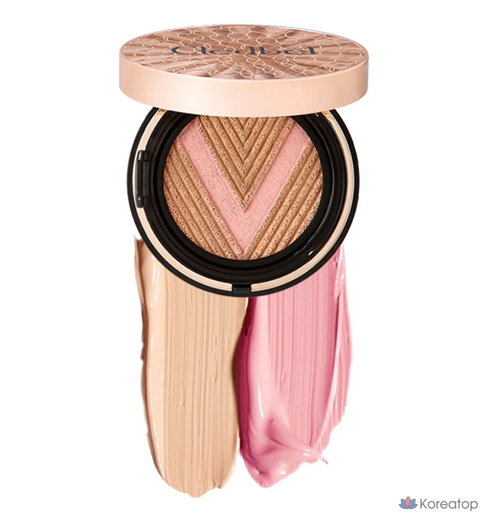 Кушон Cledbel Glow Power Lift V Cushion, оттенок 23 Natural Gold Beige + Rose Gold, 13 г + refill, 1 шт.