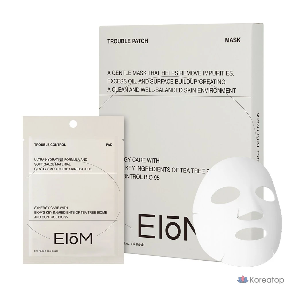 Тканевая маска для лица EIOM Trouble Sebum Absorption Mask Pack + Trouble Control Pad Set, 4 шт.