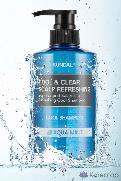 Шампунь Kundal Cool & Clear Scalp Refreshing Shampoo, аромат Aqua Mint, 1.058 л, 1 шт., фото 3