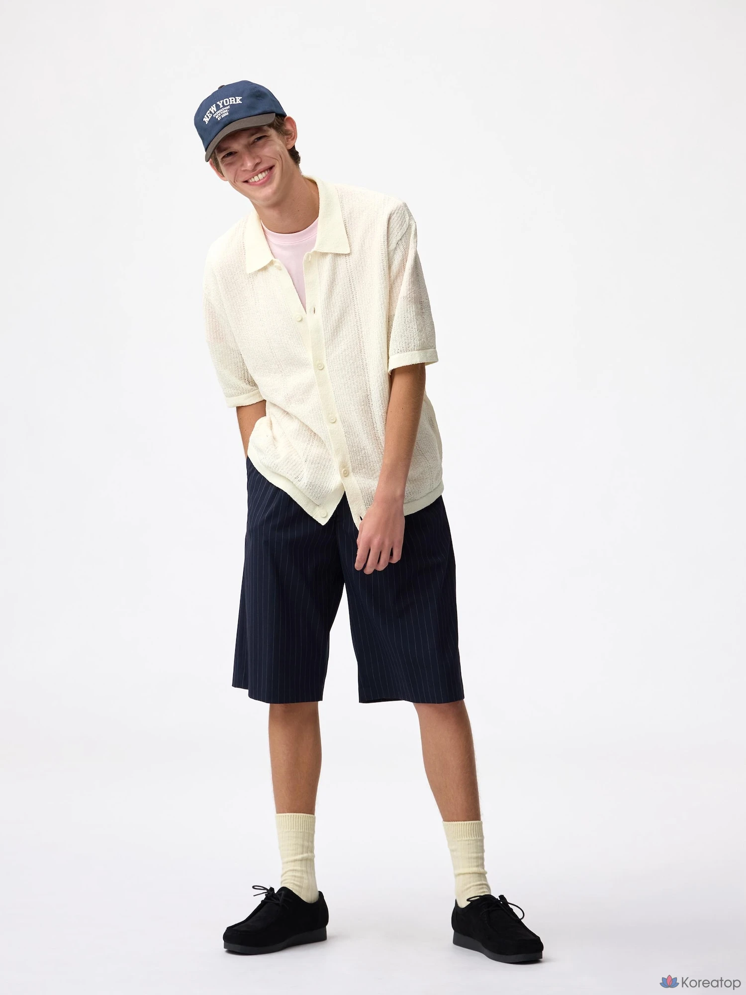 Рубашка Uniqlo Washable Boucle Knit Shirt с коротким рукавом