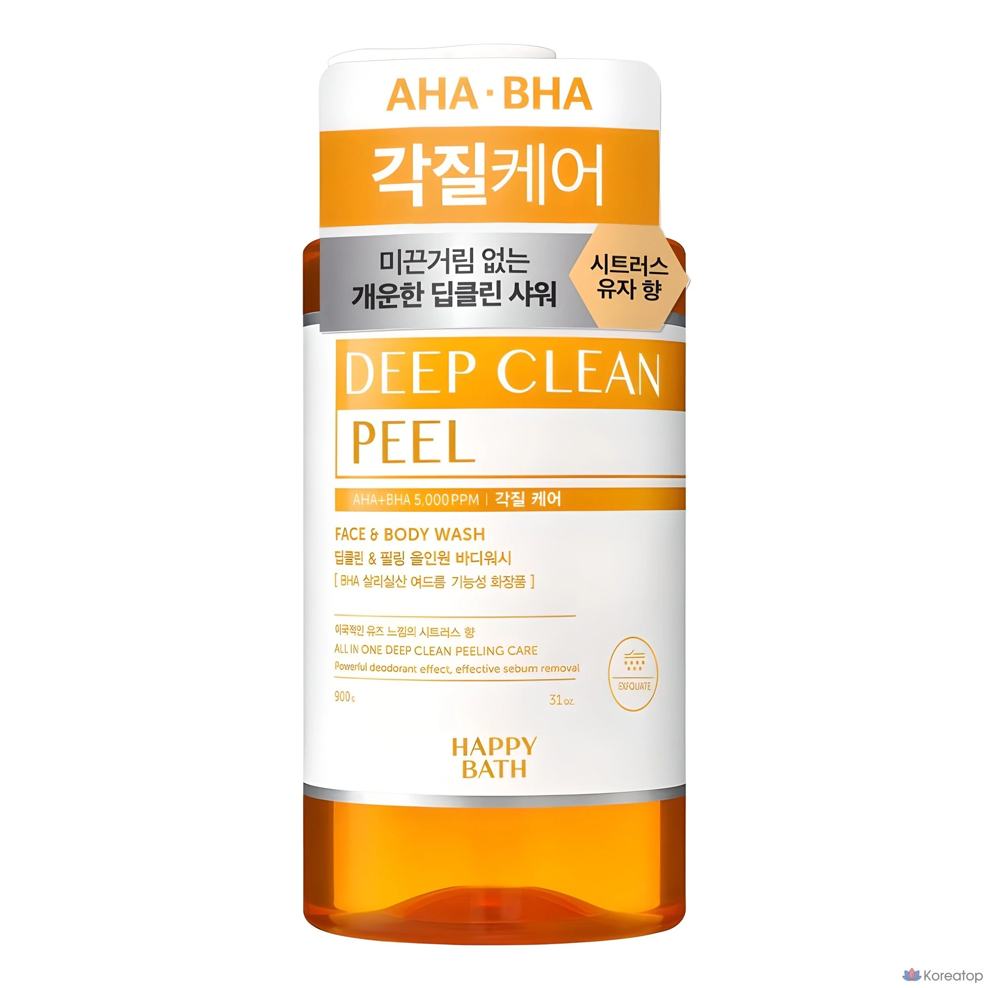 Гель для душа Happy Bath Deep Clean AHA BHA All-in-One Body Wash, аромат Citrus Yuzu, 900 г, 1 шт.