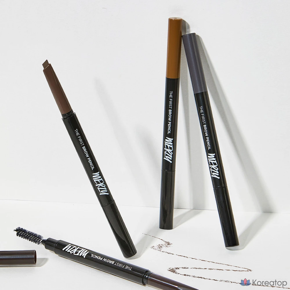 Карандаш для бровей MERZY The First Brow Pencil, оттенок B4 Stone Gray, 0.25 г, 1 шт.