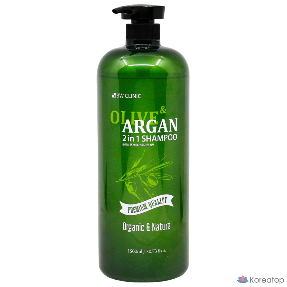 Шампунь 2-в-1 3W Clinic Olive &amp; Argan Shampoo &amp; Rinse, 1.5 л, 1 шт.