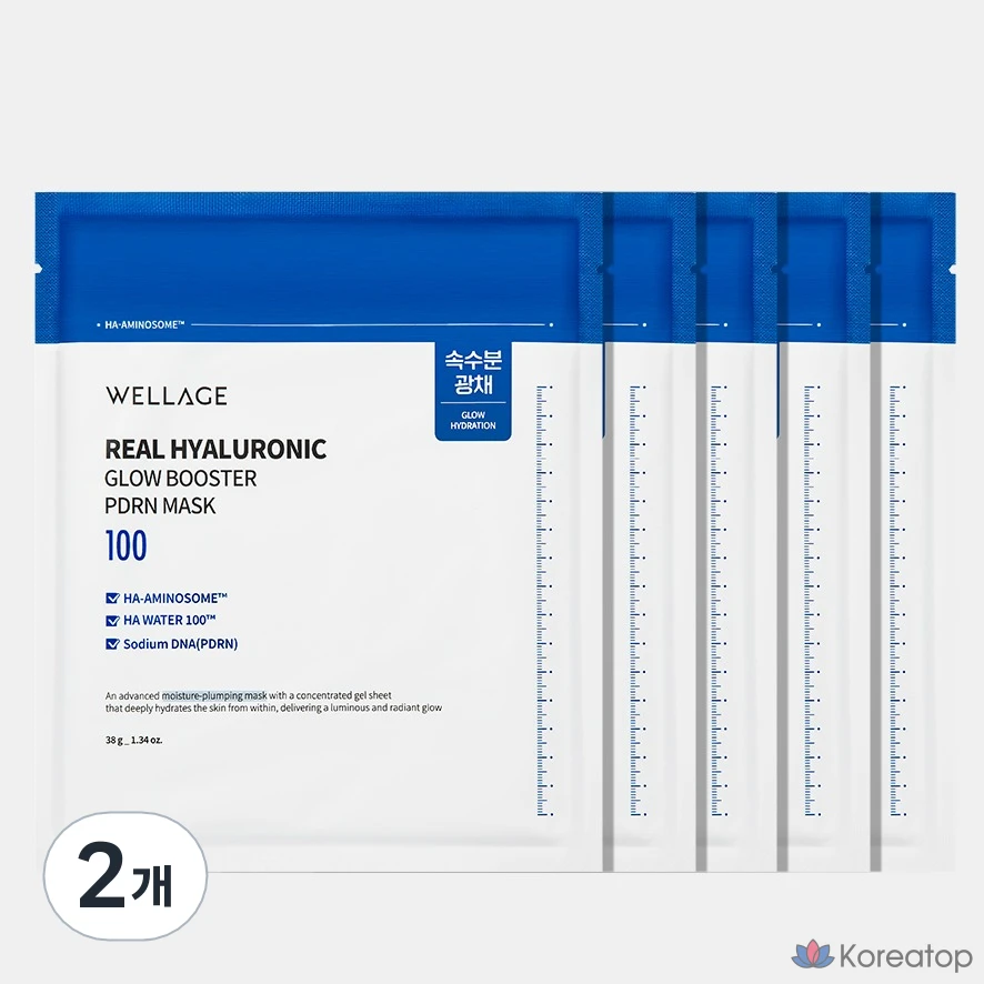 Тканевая маска для лица WELLAGE Real Hyaluronic Glow Booster PDRN Mask, 10 шт.