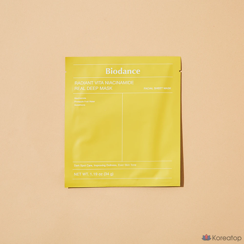 Гидрогелевая маска для лица Biodance Radiant Vita Niacinamide Real Deep Mask, 20 шт., фото 5