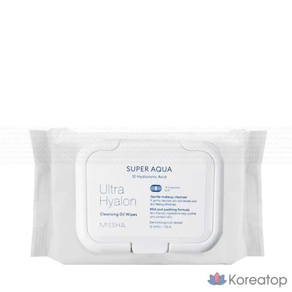 Очищающие салфетки Missha Super Aqua Ultra Hyalon Cleansing Oil Tissue, 30 шт.