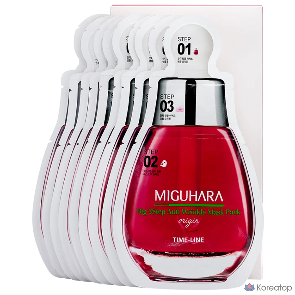 Тканевая маска для лица Miguhara Big 3 Step Anti-Wrinkle Mask, 10 шт.