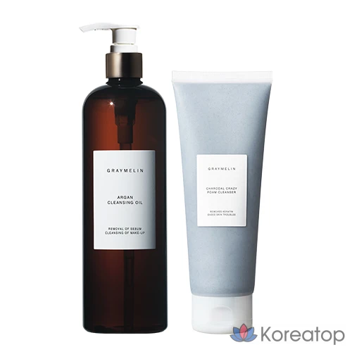 Гидрофильное масло Graymelin Argan Cleansing Oil, 500 мл + Очищающая пена Graymelin Crazy Foam Cleanser Charcoal, 150 мл, 1 шт.