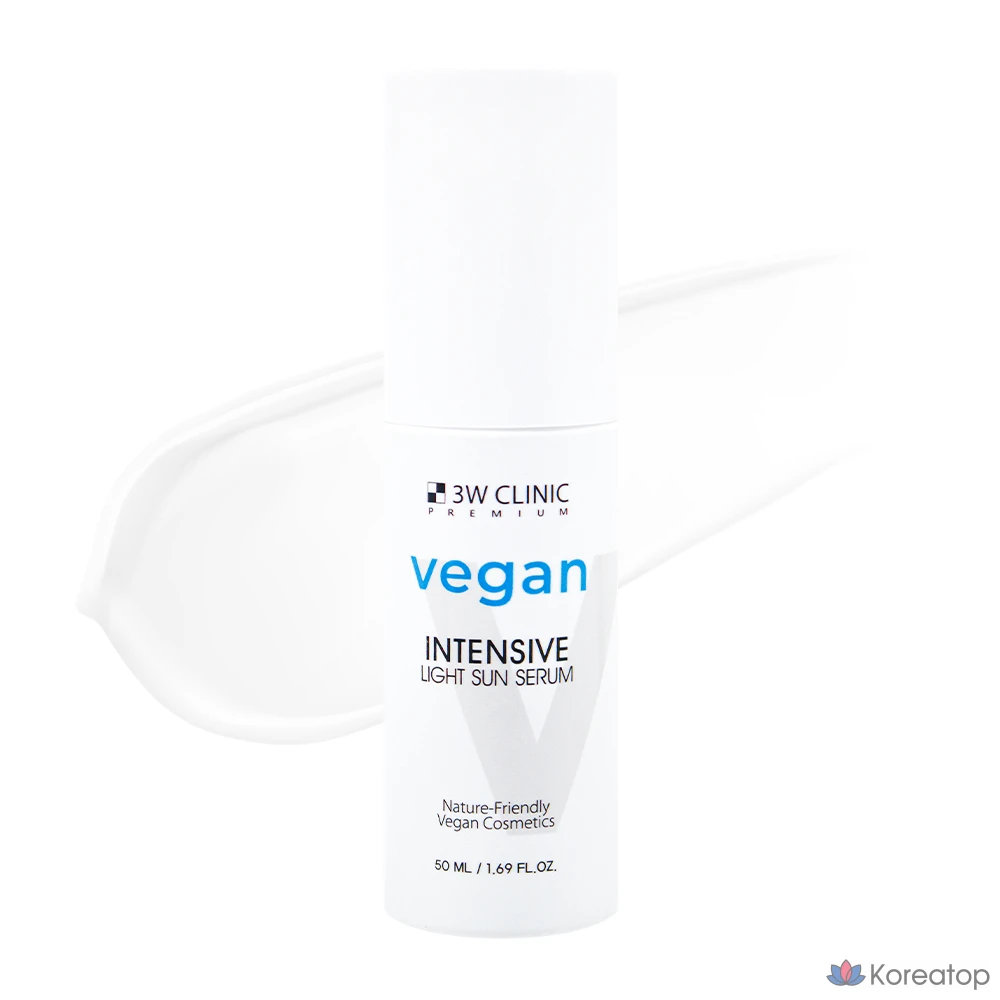 Солнцезащитный крем 3W Clinic Premium Vegan Intensive Light Sun Serum SPF50+ PA+++, 50 мл, 1 шт.