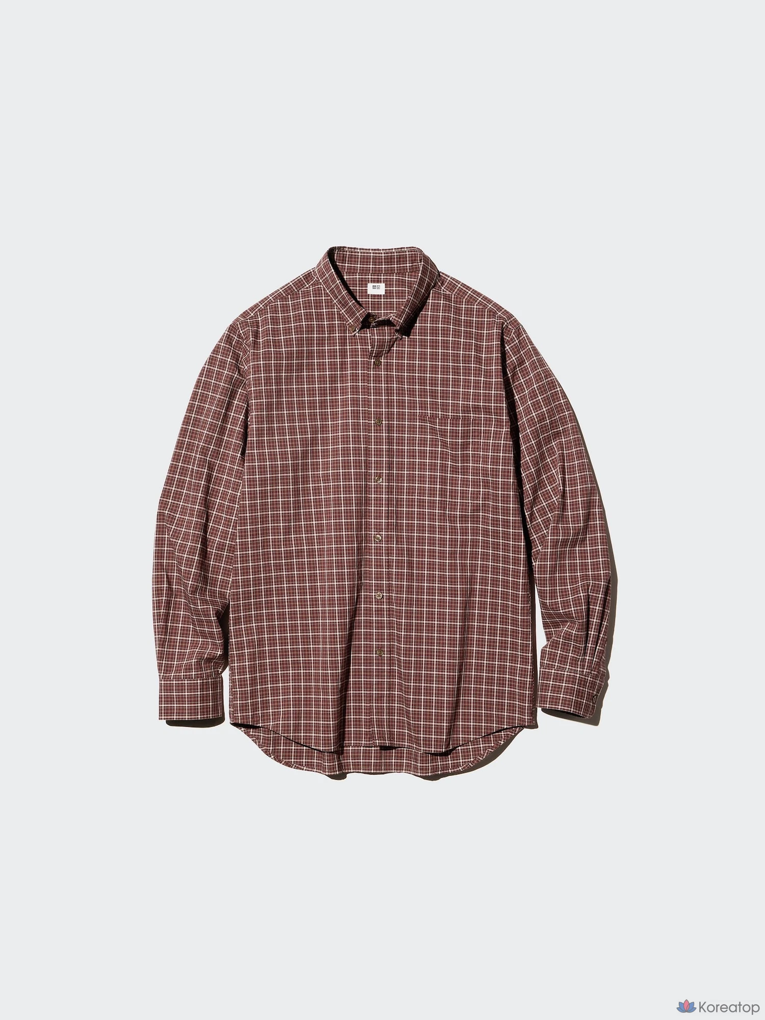 Рубашка Uniqlo Broadcloth Shirt Button-Down Collar, в клетку C