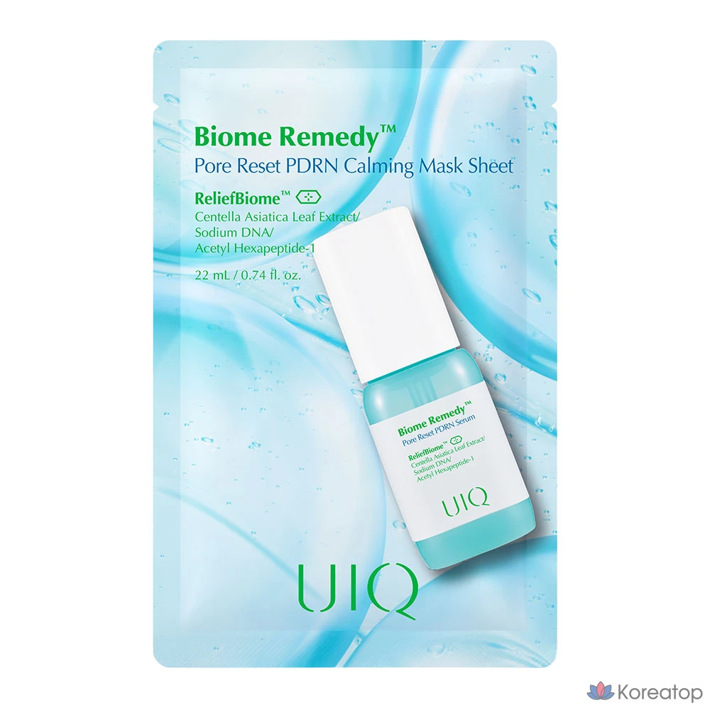 Тканевая маска для лица UIQ Biome Remedy Pore Reset PDRN Calming Mask Sheet, 1 шт.