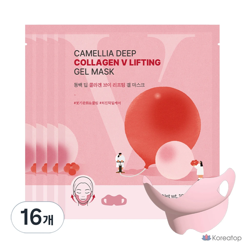 Гелевая маска для лица Round Lab Camellia Deep Collagen V-Lifting Gel Mask, 10 г, 16 шт.