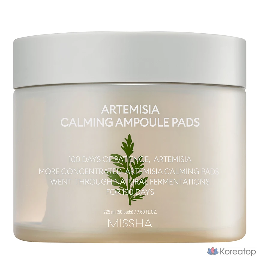 Ампульные пэды Missha Artemisia Calming Ampoule Pad, 225 мл, 50 шт.