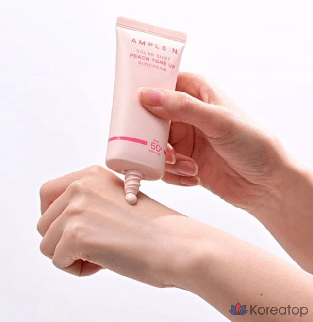 Солнцезащитный крем AMPLE:N Solar Shot Peach Tone Up Sun Cream SPF50+ PA++++, 40 мл, 1 шт.