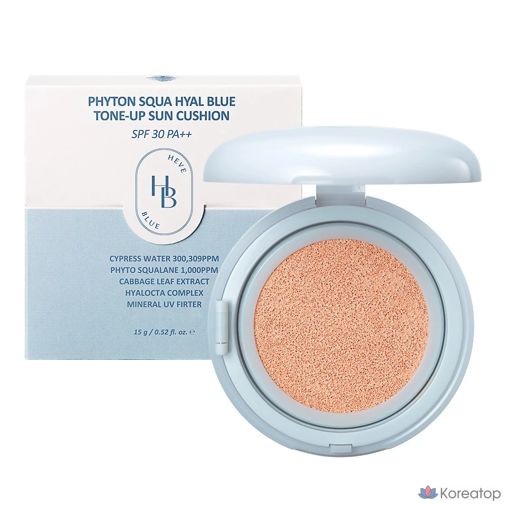 Кушон HEVEBLUE Phytone Squa Hyalblue Tone-Up Sun Cushion, 15 г, 1 шт.