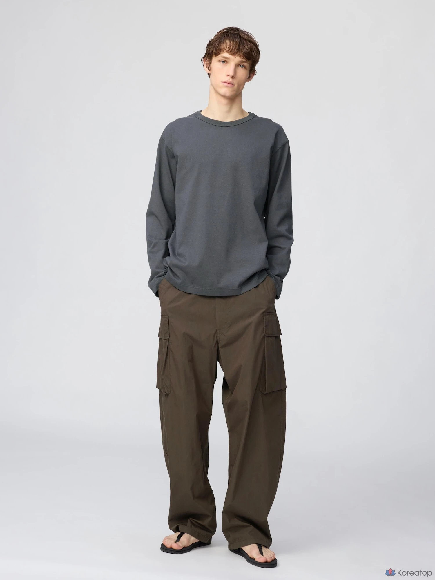 Футболка Uniqlo Wash Cotton Crew Neck T Long Sleeve