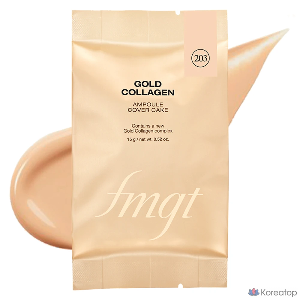 Кушон FMGT The Face Shop New Gold Collagen Cover Cake Refill, оттенок 203 Natural Beige, 15 г, 1 шт.
