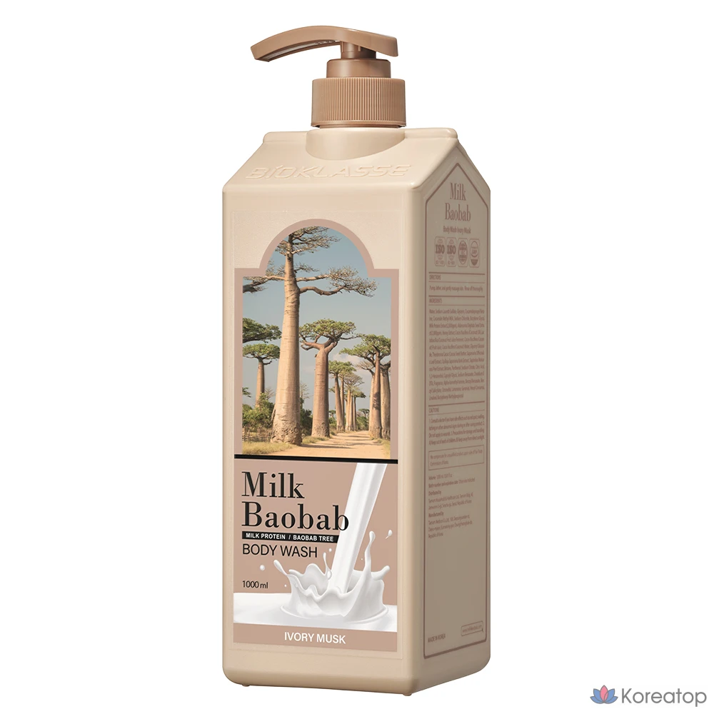 Гель для душа Milk Baobab, аромат Ivory Musk, 1 л, 1 шт.