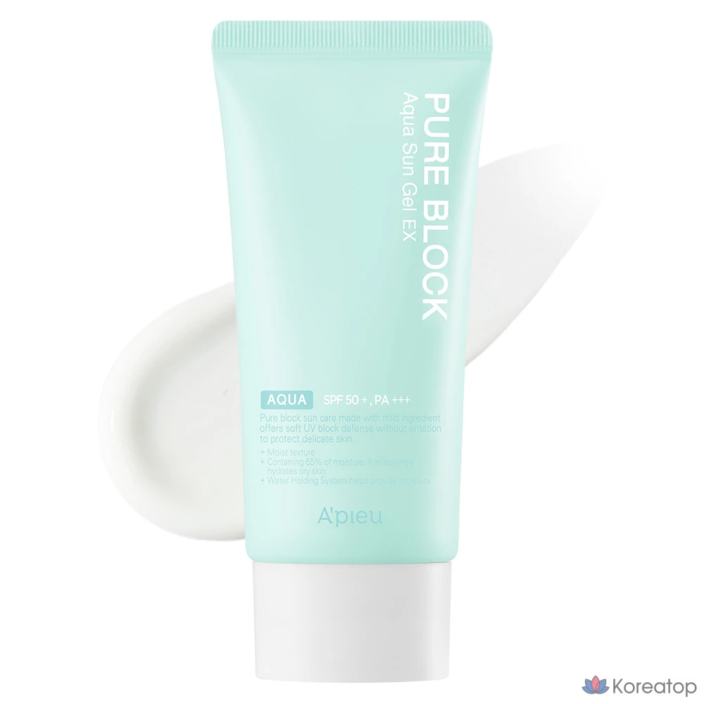 Солнцезащитный крем A'Pieu Pure Block Aqua Sun Gel EX SPF50+ PA+++, 50 мл, 1 шт.
