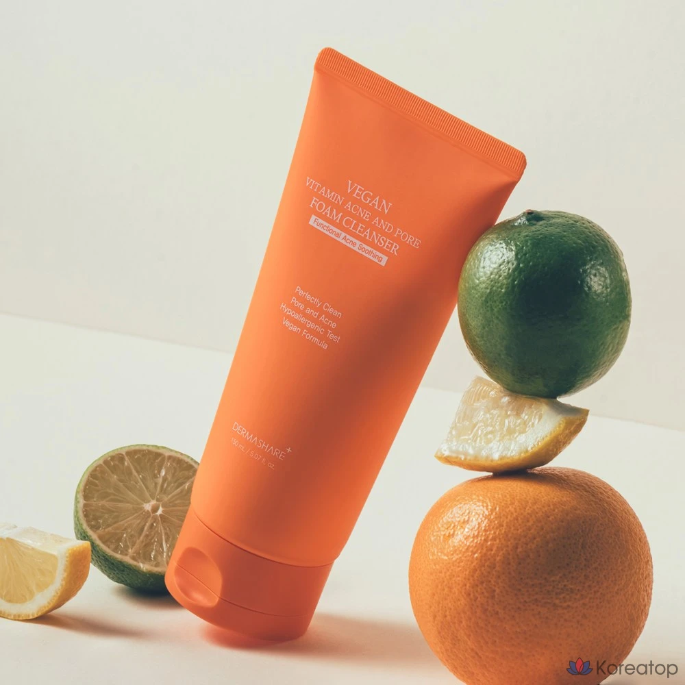 Очищающая пенка Dermashare Vegan Vitamin Acne & Pore Deep Foam Cleanser, 150 мл, 1 шт.