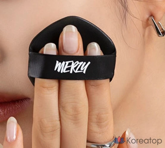 Кушон-пудра MERZY The Airy Thin Cover Cushion Puff, цвет Black, 5 шт.