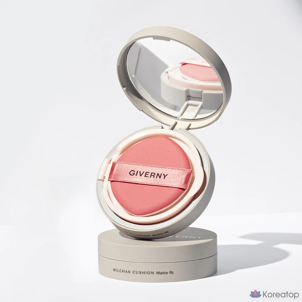 Кушон Giverny Milchak Matt Fit Cushion Foundation (Set: 12g + Refill 12g), оттенок 23NW Medium Beige, 1 шт.