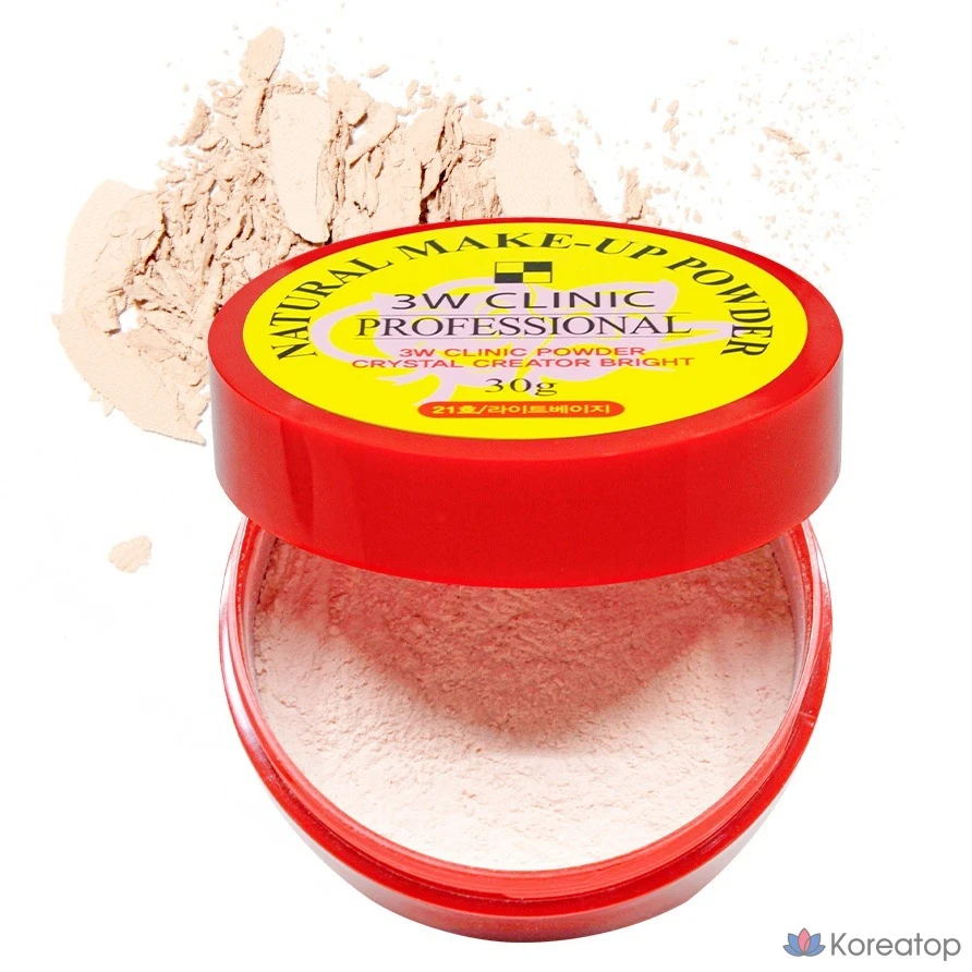 Рассыпчатая пудра 3W Clinic Natural Makeup Loose Powder, оттенок 21 Light Beige, 30 г, 1 шт.