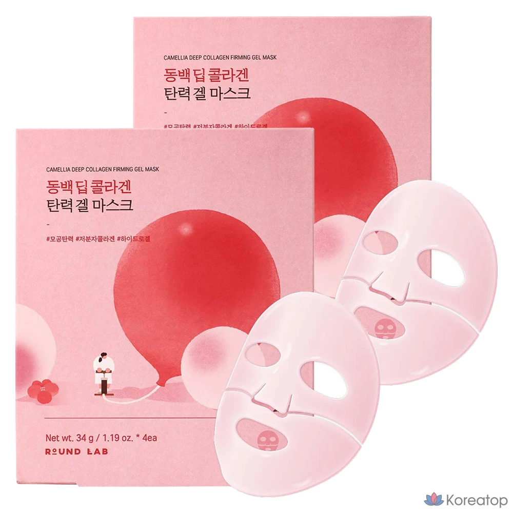 Гидрогелевая маска для лица Round Lab Camellia Deep Collagen Firming Gel Mask, 34 г, 8 шт.