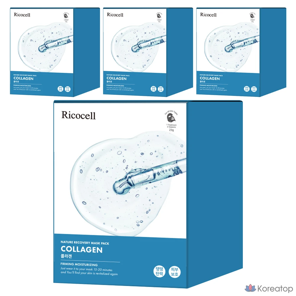Тканевая маска для лица Ricocell Nature Recovery Mask Collagen, 120 шт.
