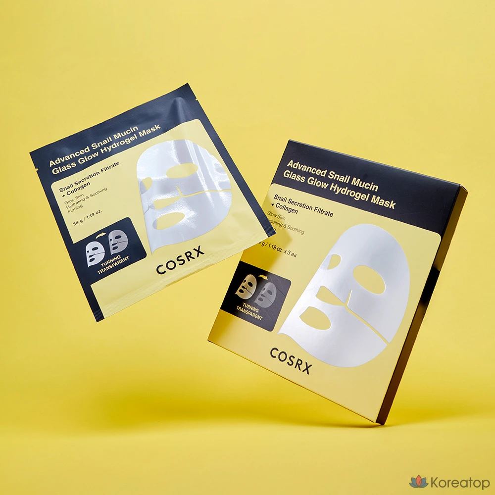 Тканевая маска для лица COSRX Advanced Snail Mucin Glass Glow Hydrogel Mask, 18 шт., фото 3