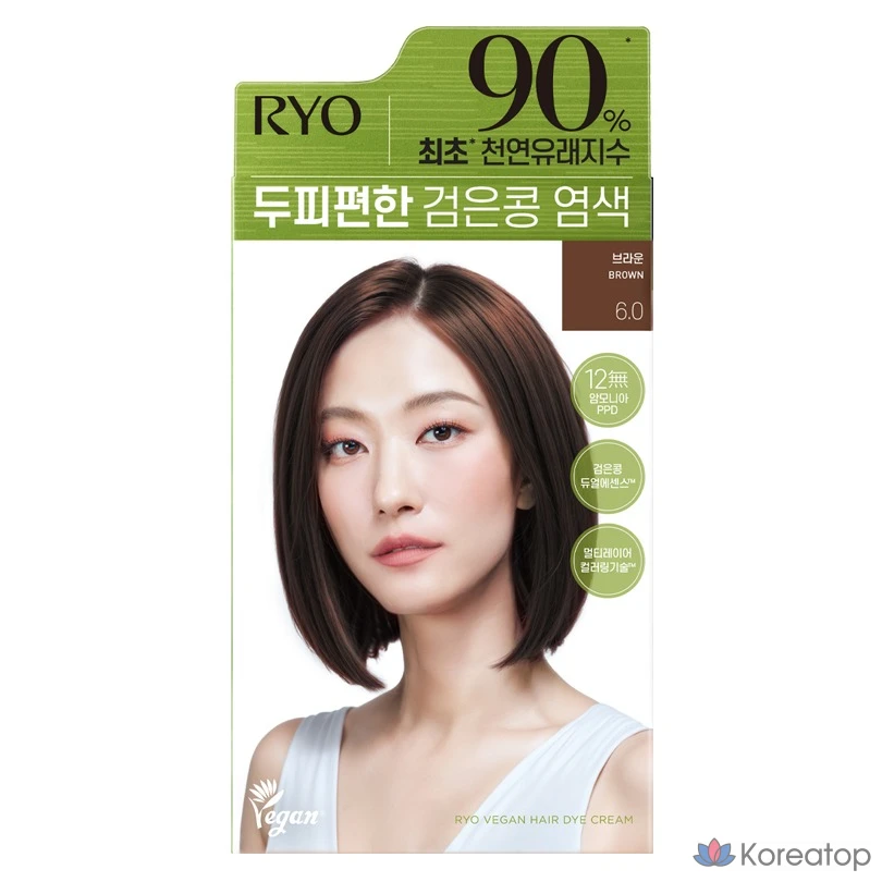 Краска для волос Ryo Scalp Care Black Bean, оттенок 6.0 Brown, 120 г, 1 шт.