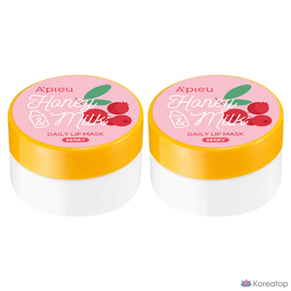 Бальзам для губ A'Pieu Honey & Milk Daily Lip Mask, оттенок Berry, 6 г, 2 шт.