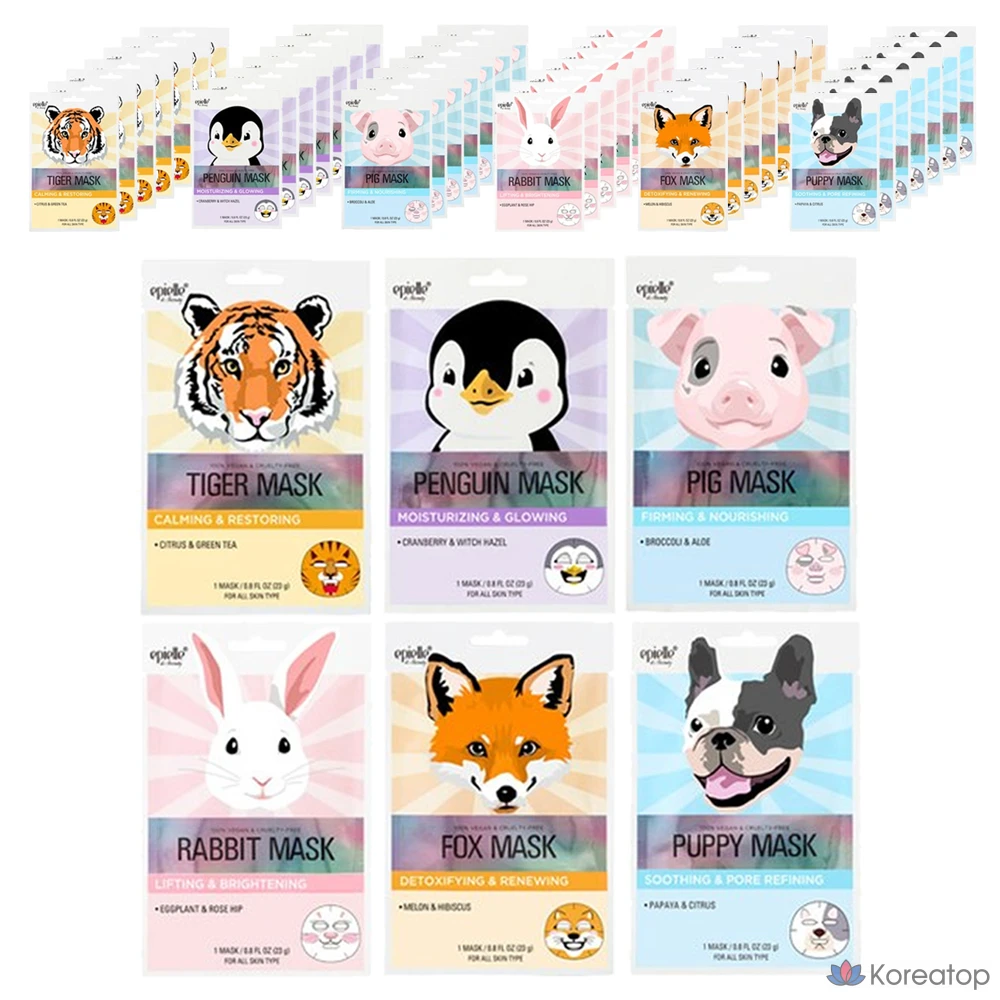 Набор для ухода Epielle New Animal Character Mask 6-piece Set, 8 шт.