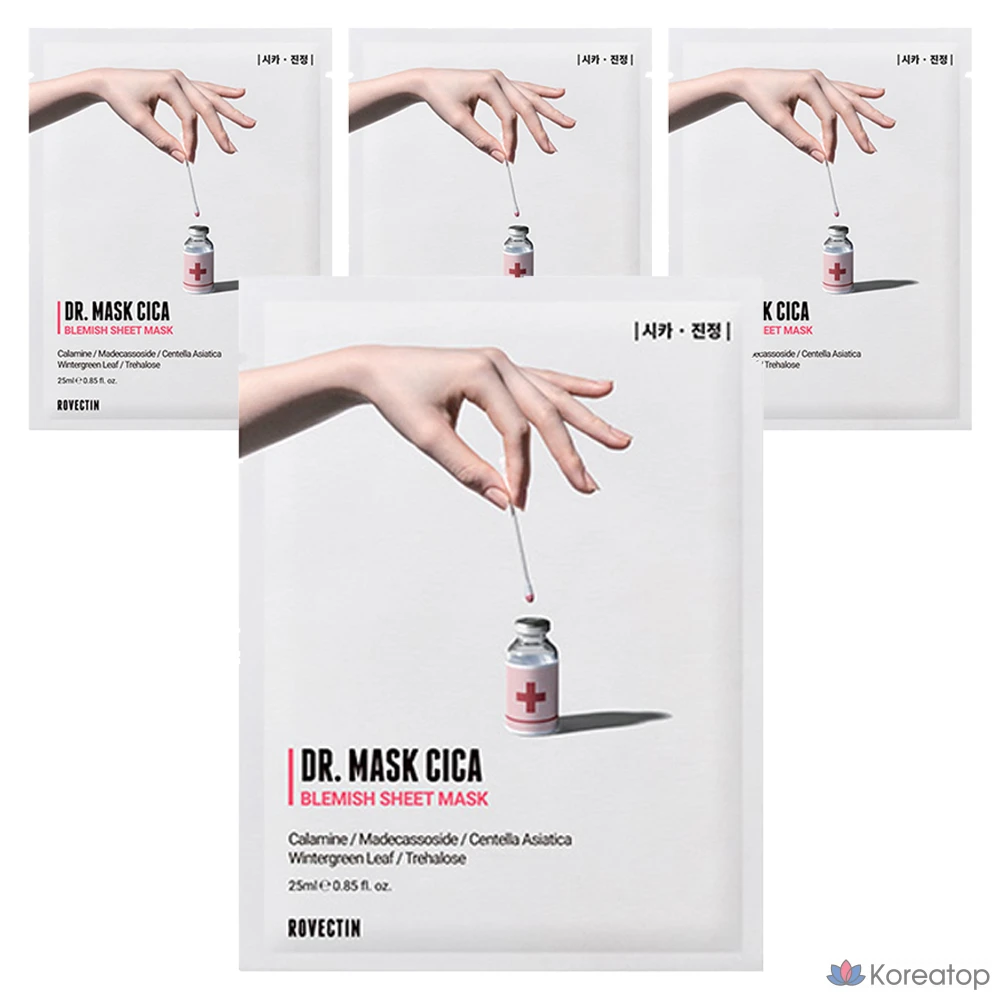 Тканевая маска для лица Rovectin Doctor Mask Cica, 4 шт.