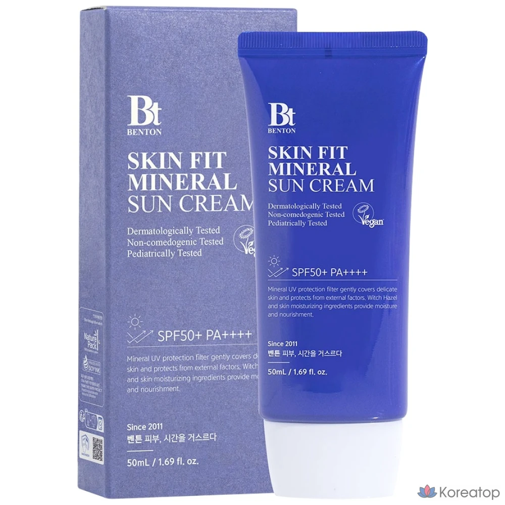 Солнцезащитный крем Benton Skin Fit Mineral Sun Cream SPF50+ PA++++, 50 мл, 1 шт.