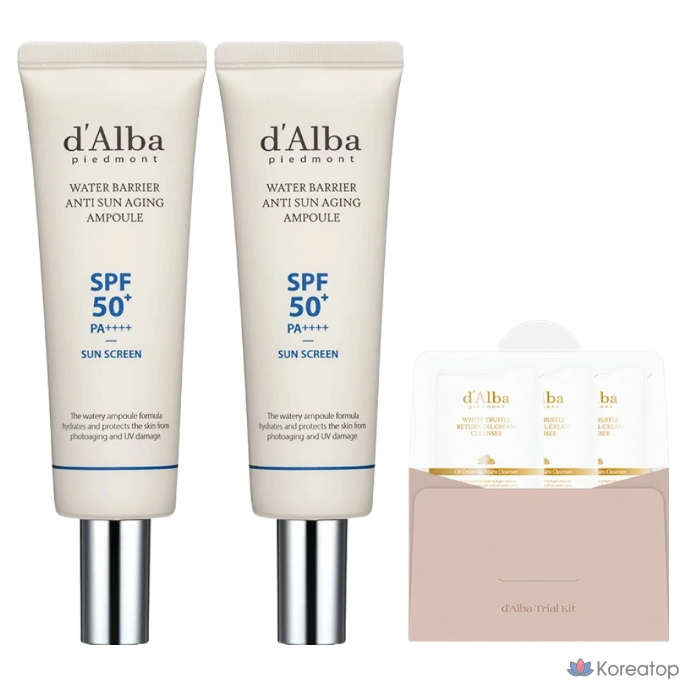 Набор для ухода d'Alba Water Barrier Anti Sun Aging Ampoule 50ml x 2p + Serum Cleanser 3ml x 3p Set, 1 шт.