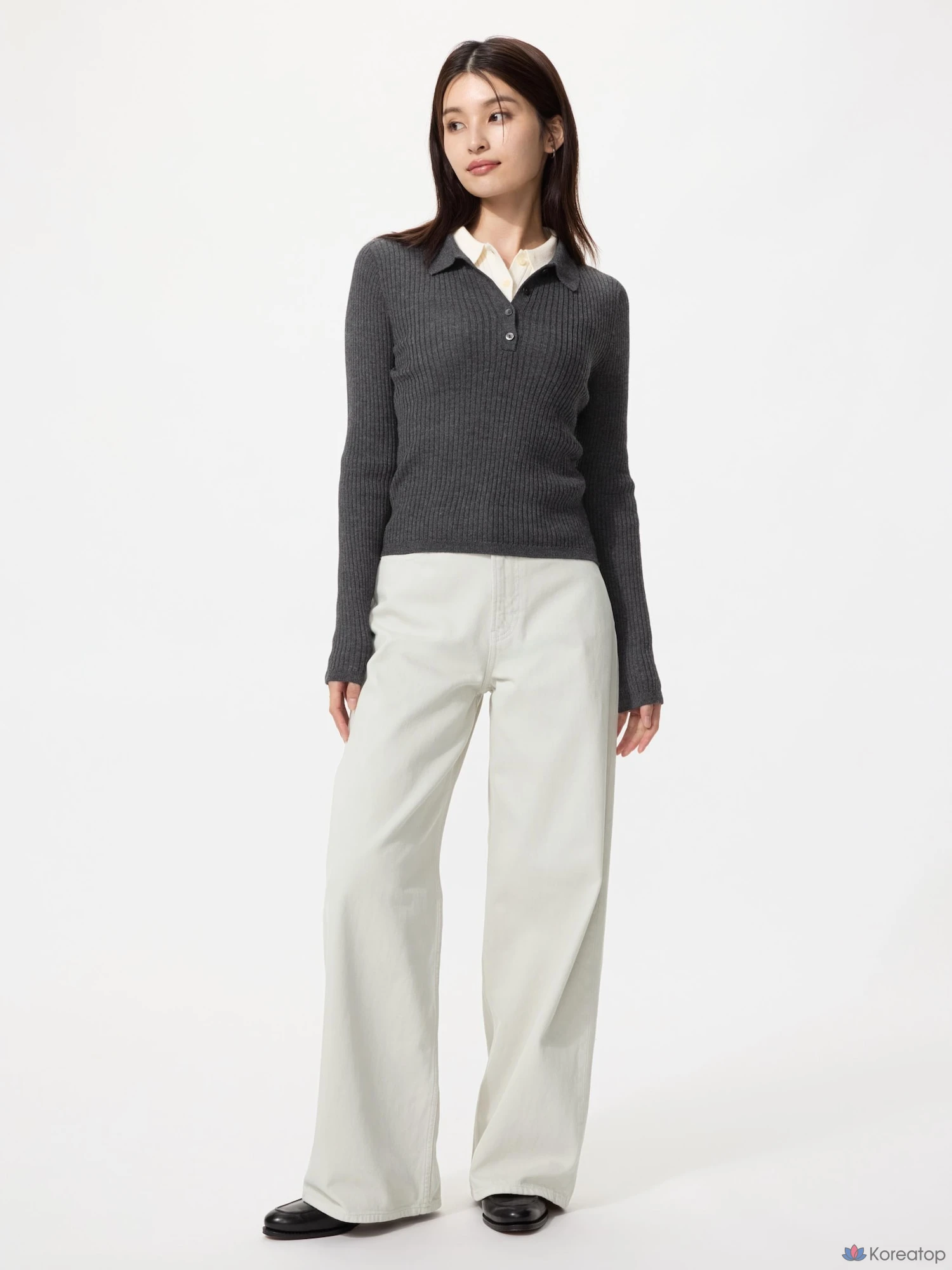 Свитер поло Uniqlo 3D Knit Merino Blend Rib Polo Sweater