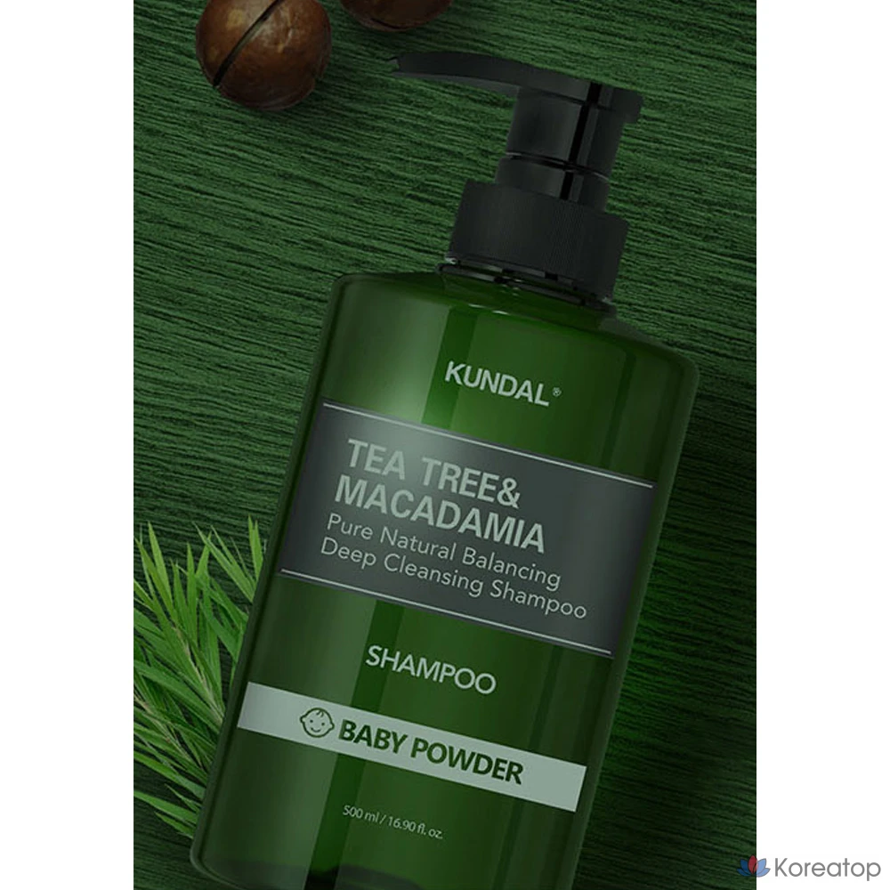 Шампунь Kundal Tea Tree &amp; Macadamia Deep Cleansing Shampoo, аромат Baby Powder, 500 мл, 1 шт.