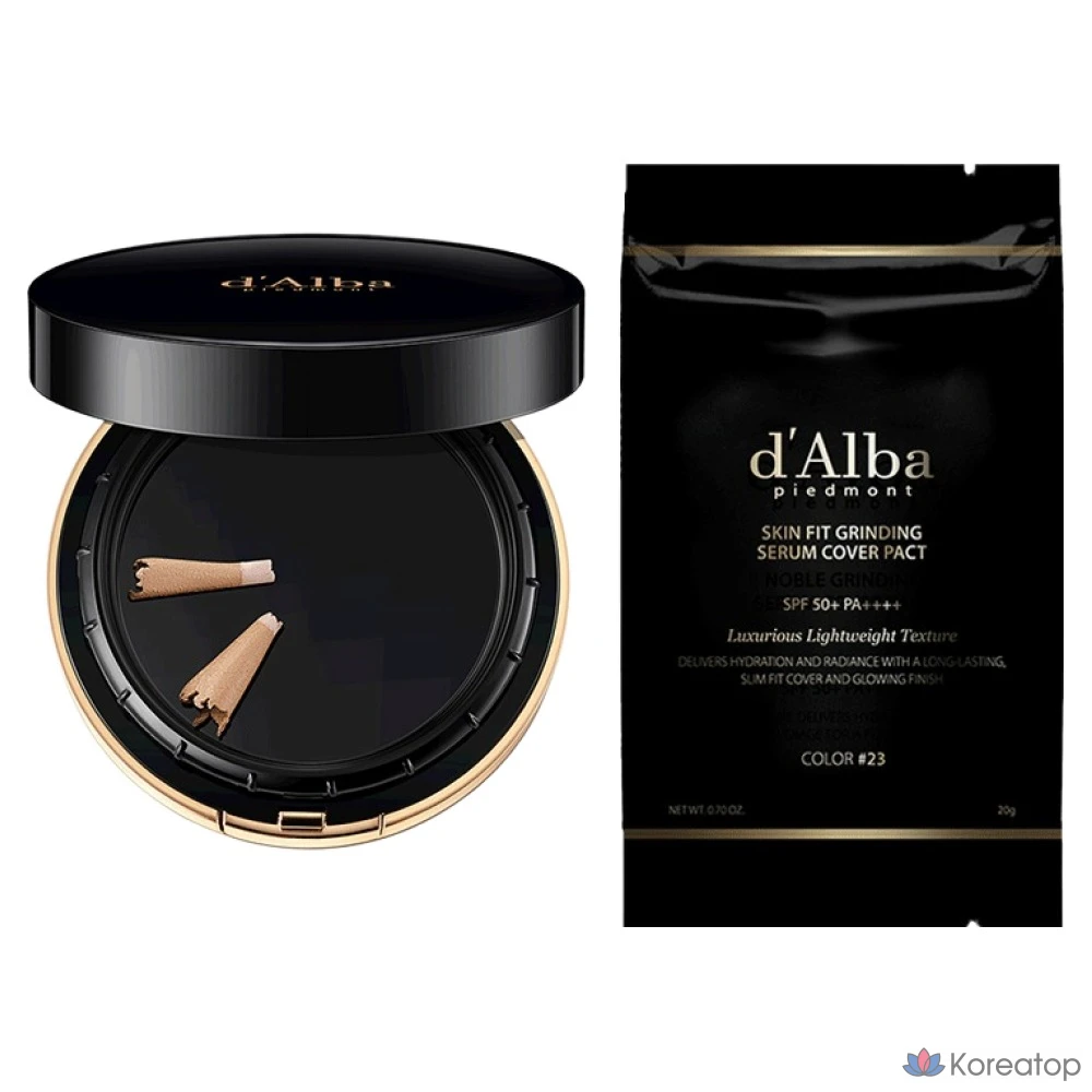 Пилинг d'Alba Skin Fit Grinding Serum Cover Pact, оттенок 23, 20 г + 20 г, 1 шт.