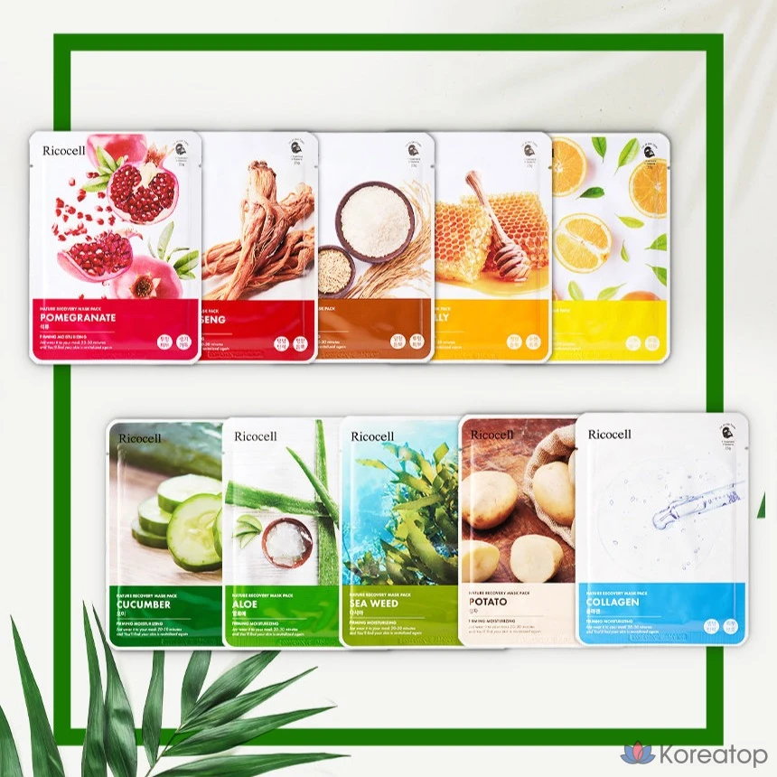 Тканевая маска для лица Ricocell Nature Recovery Mask Aloe, 30 шт., фото 6