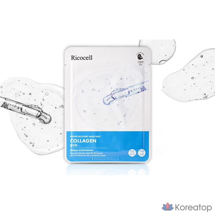 Тканевая маска для лица Ricocell Nature Recovery Mask Collagen, 30 шт., фото 5