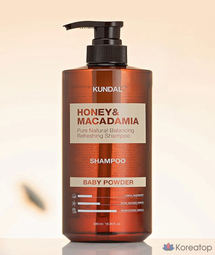 Шампунь Kundal Honey & Macadamia Nature Shampoo Baby Powder, 500 мл, 1 шт., фото 2