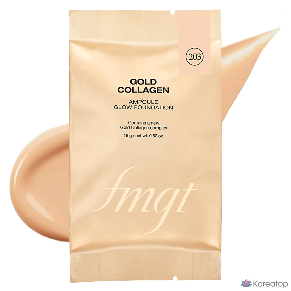 Тональный крем FMGT The Face Shop Gold Collagen Ampoule Glow Foundation Refill, оттенок 203 Natural Beige, 15 г, 1 шт.