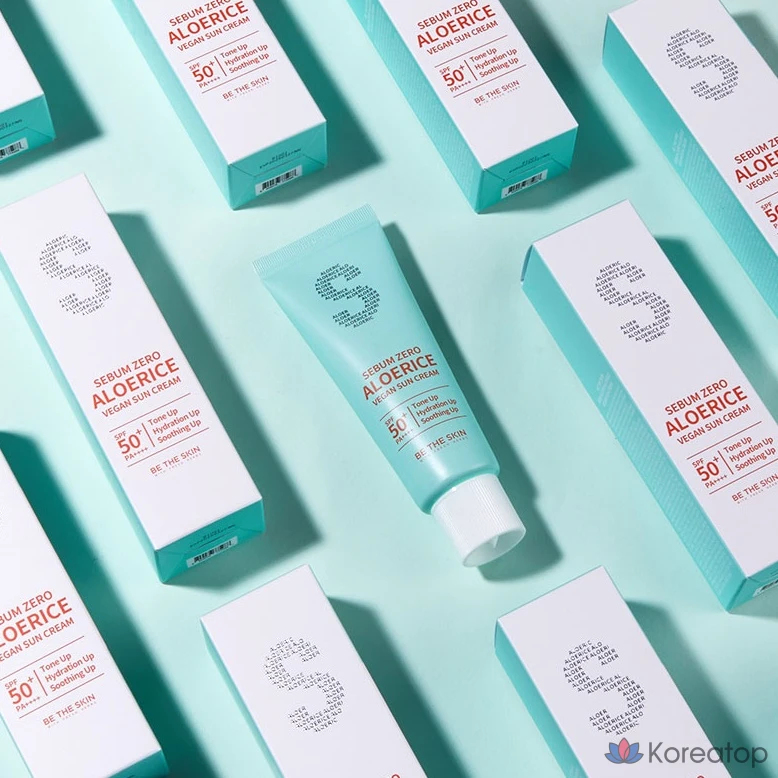 Солнцезащитный крем Be The Skin Sebum Zero Aloe Rice Vegan Sun Cream SPF 50+ PA++++, 50 мл, 1 шт.